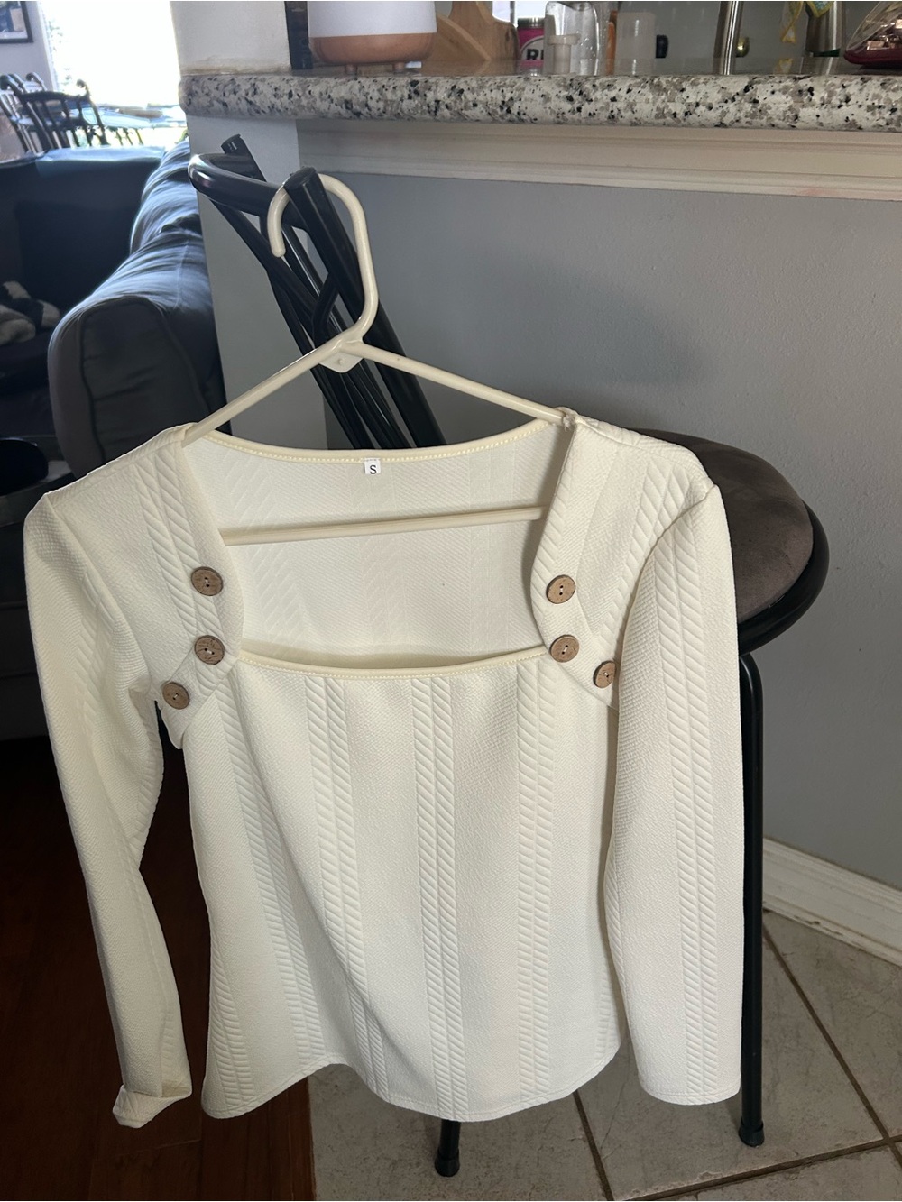 Women’s Cream Button-Shoulder Knit Dress